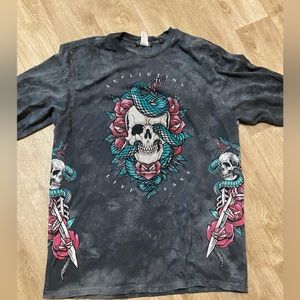 Affliction Womens Long Sleeve T Shirt With Rhinestones
